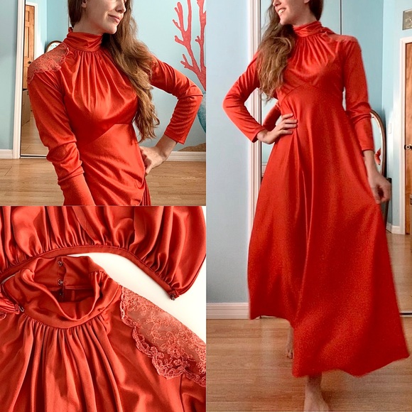 REPOSH // Hooded unique vintage maxi dress, orange not red - Picture 2 of 5